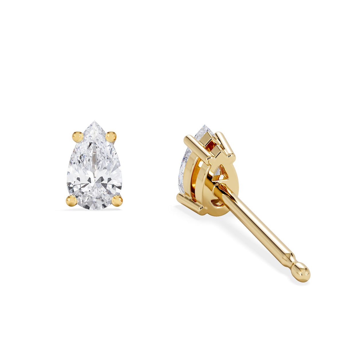 Naomi Pear Cut Lab Diamond Stud Earrings 0.50ct H/SI in 9K Gold