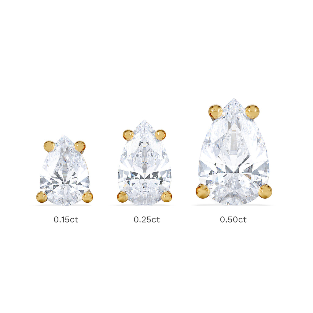 Naomi Pear Cut Lab Diamond Stud Earrings 0.50ct H/SI in 9K Gold