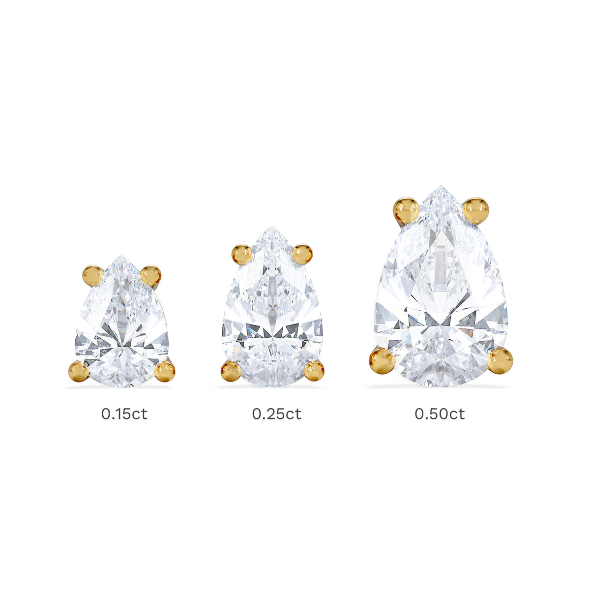 Naomi Pear Cut Lab Diamond Stud Earrings 0.50ct H/SI in 9K Gold