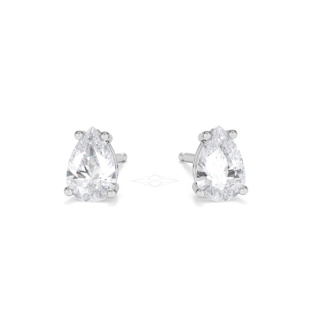 Naomi Pear Cut Lab Diamond Stud Earrings 1.00ct H/SI in 9K White Gold
