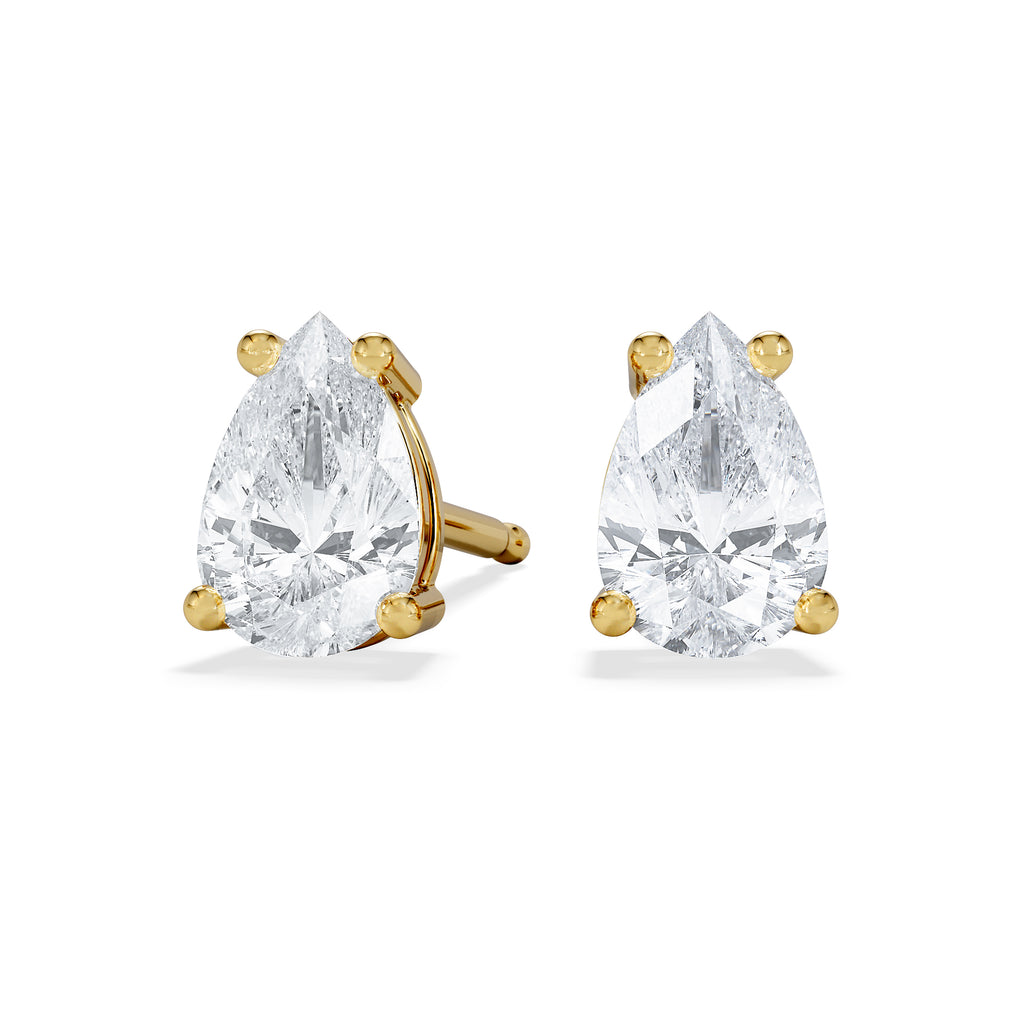 Naomi Pear Cut Lab Diamond Stud Earrings 1.00ct H/SI in 9k Gold