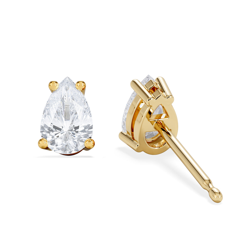 Naomi Pear Cut Lab Diamond Stud Earrings 1.00ct H/SI in 9k Gold