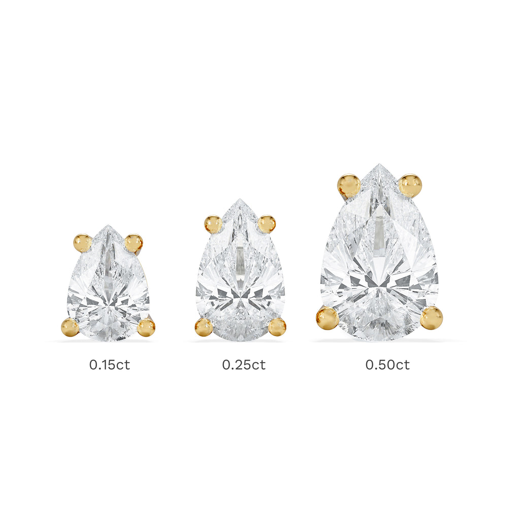 Naomi Pear Cut Lab Diamond Stud Earrings 1.00ct H/SI in 9k Gold