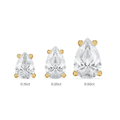 Naomi Pear Cut Lab Diamond Stud Earrings 1.00ct H/SI in 9k Gold
