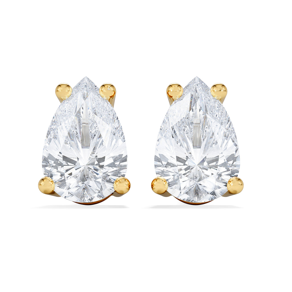 Naomi Pear Cut Lab Diamond Stud Earrings 1.00ct H/SI in 9k Gold