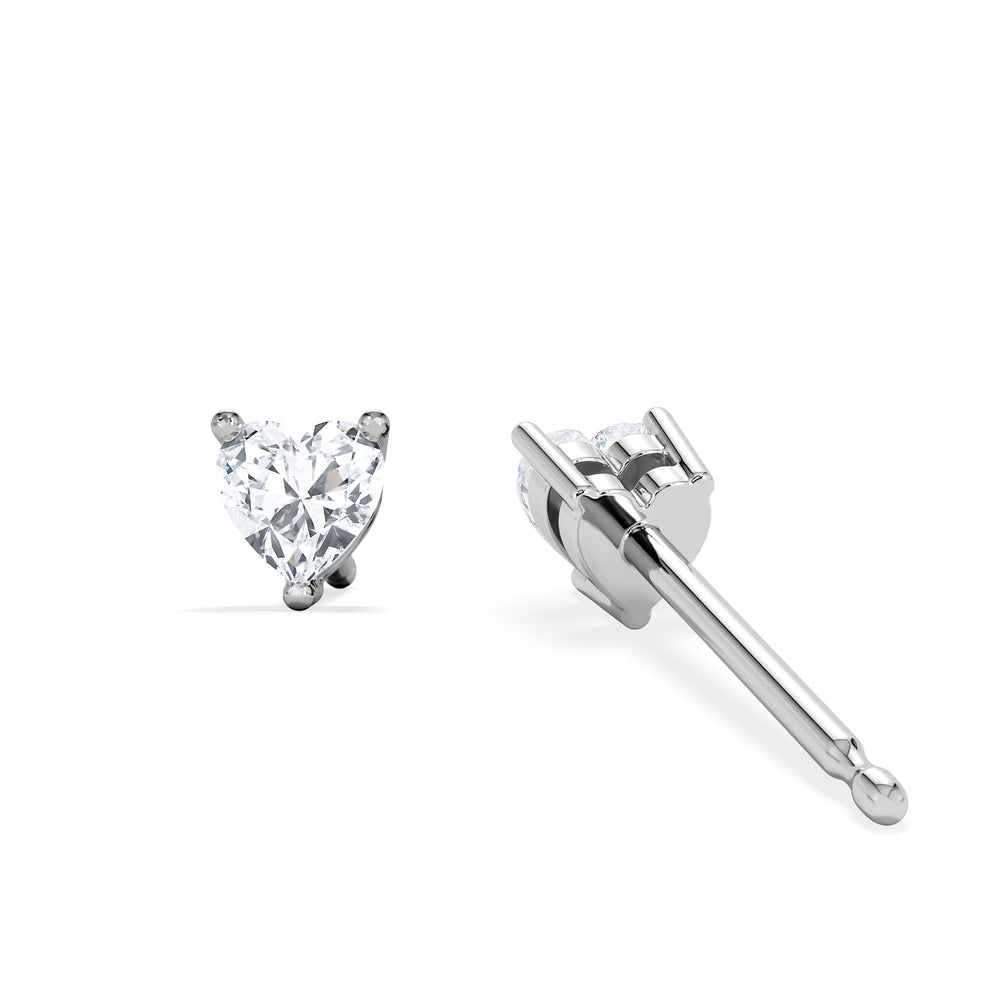 Naomi Heart Cut Lab Diamond Stud Earrings 0.30ct H/SI in 925 Silver