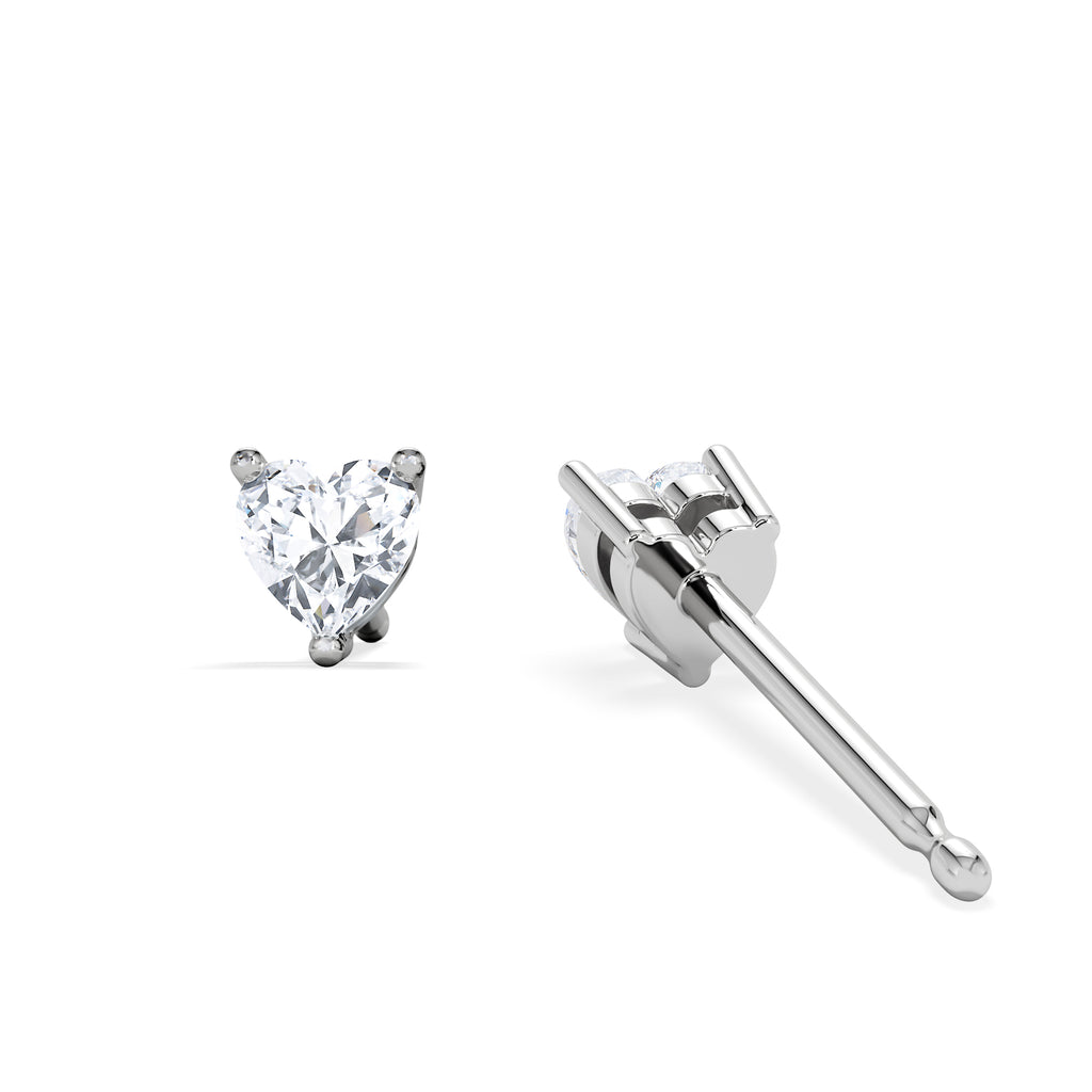 Naomi Heart Cut Lab Diamond Stud Earrings 0.30ct H/SI in 925 Silver