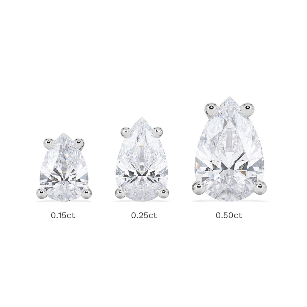Naomi Pear Cut Lab Diamond Stud Earrings 0.30ct H/SI in 925 Silver