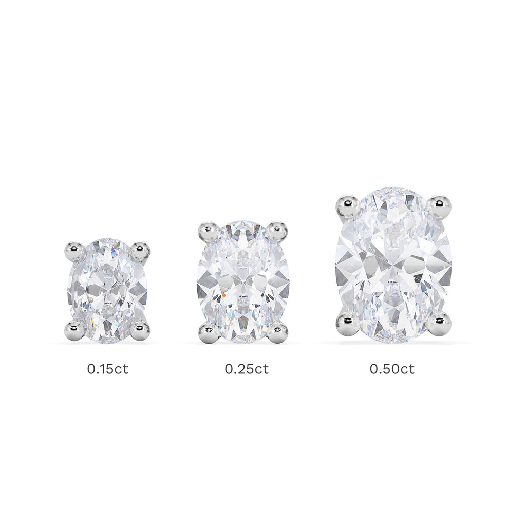 Naomi Oval Cut Lab Diamond Stud Earrings 0.30ct H/SI in 925 Silver