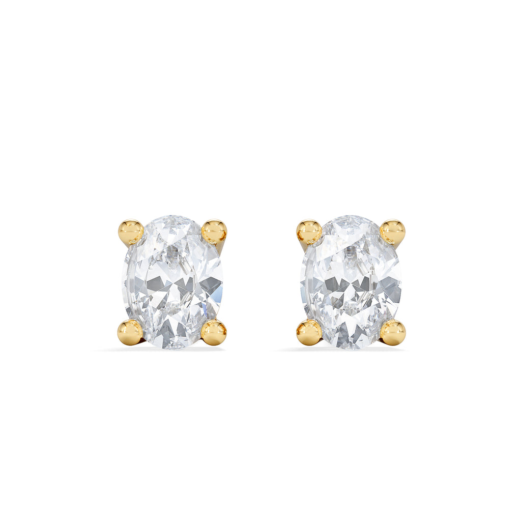 Naomi Oval Cut Lab Diamond Stud Earrings 0.30ct H/SI in 18k Gold Vermeil