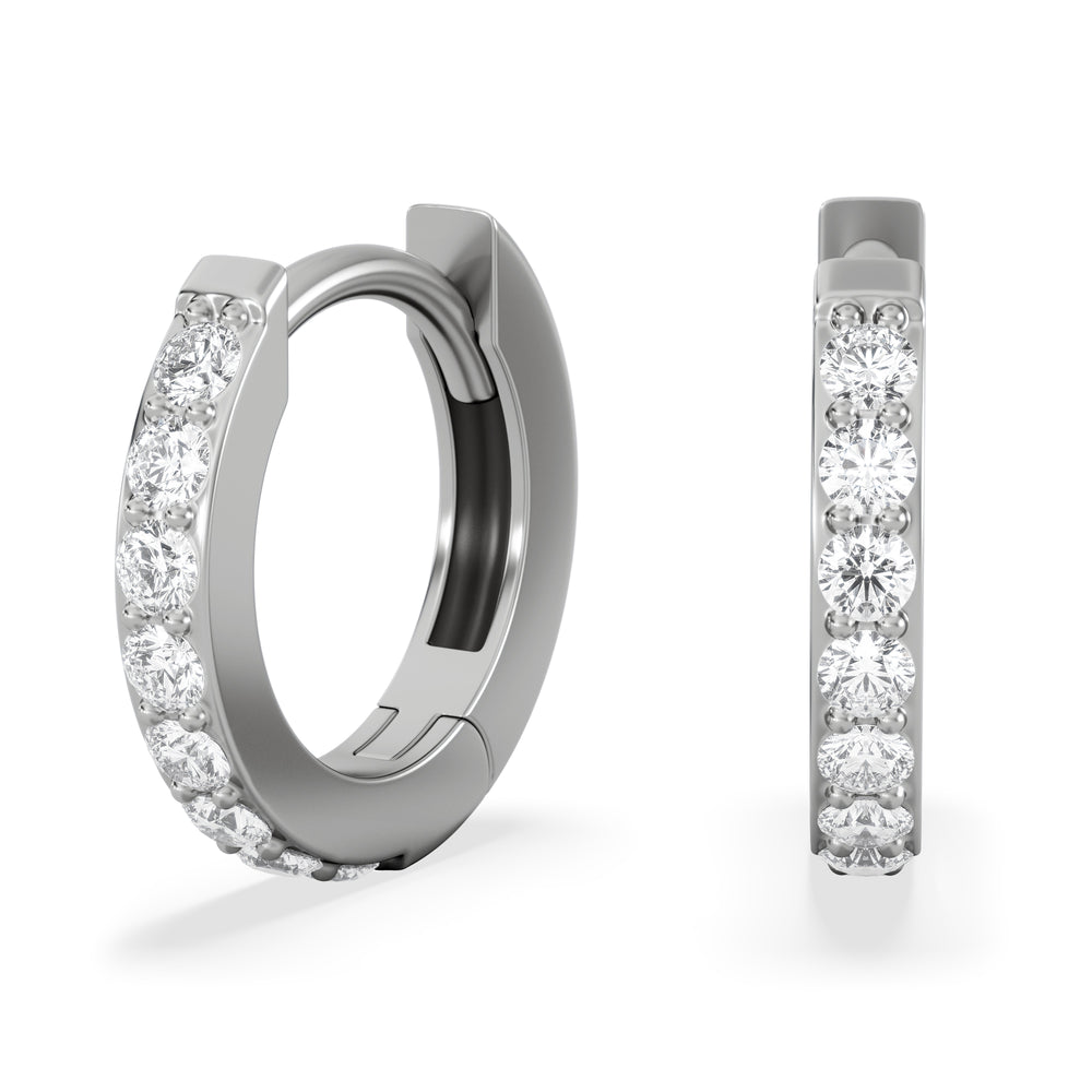 Row Huggie Lab Diamond Earrings 0.18ct in 925 Silver