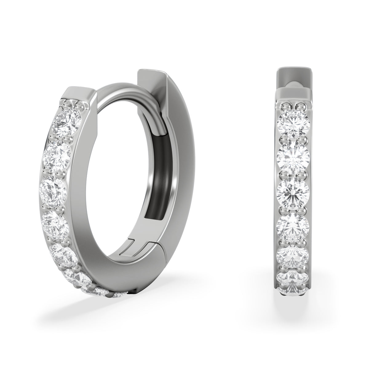 Row Huggie Lab Diamond Earrings 0.18ct in 925 Silver