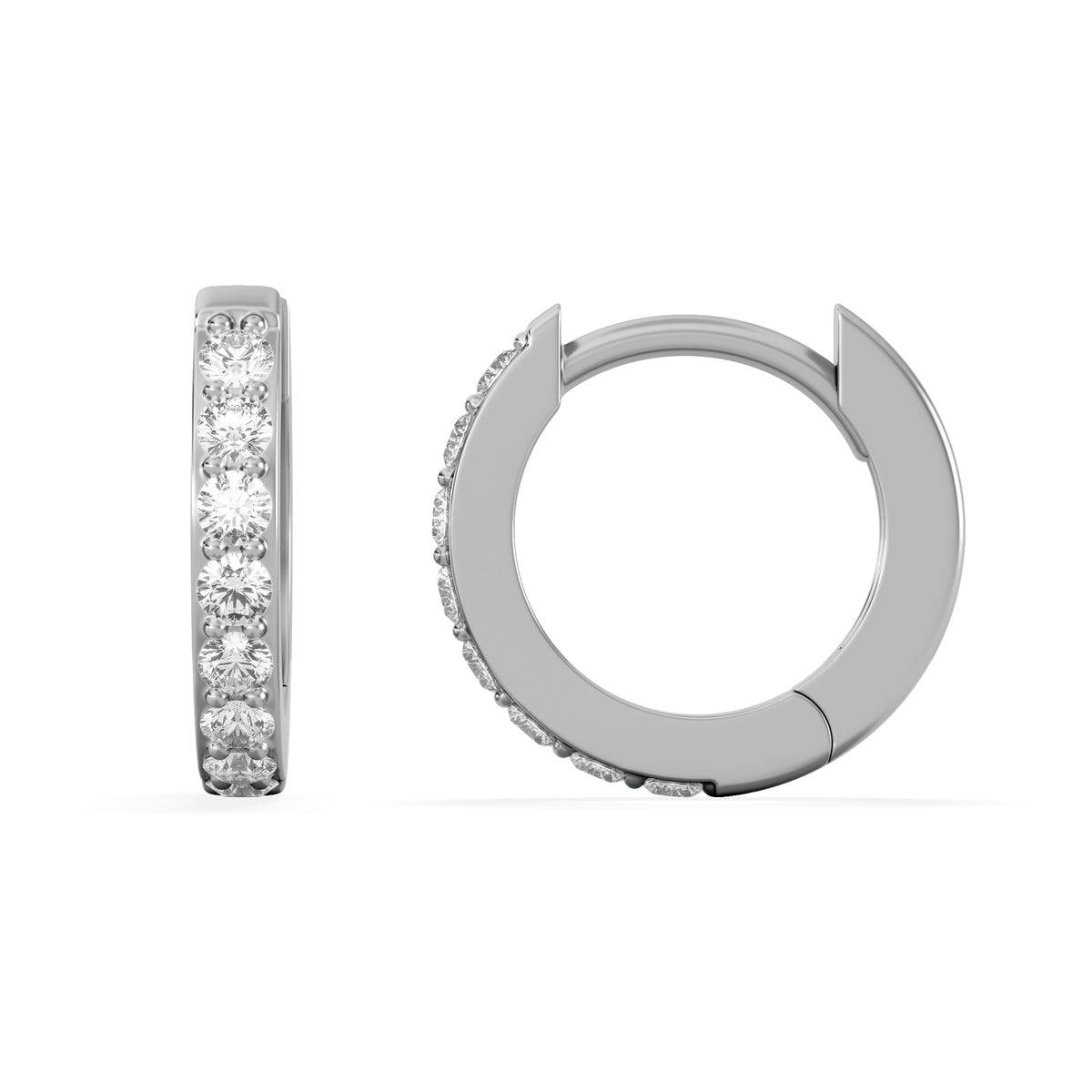 Row Huggie Lab Diamond Earrings 0.18ct in 925 Silver