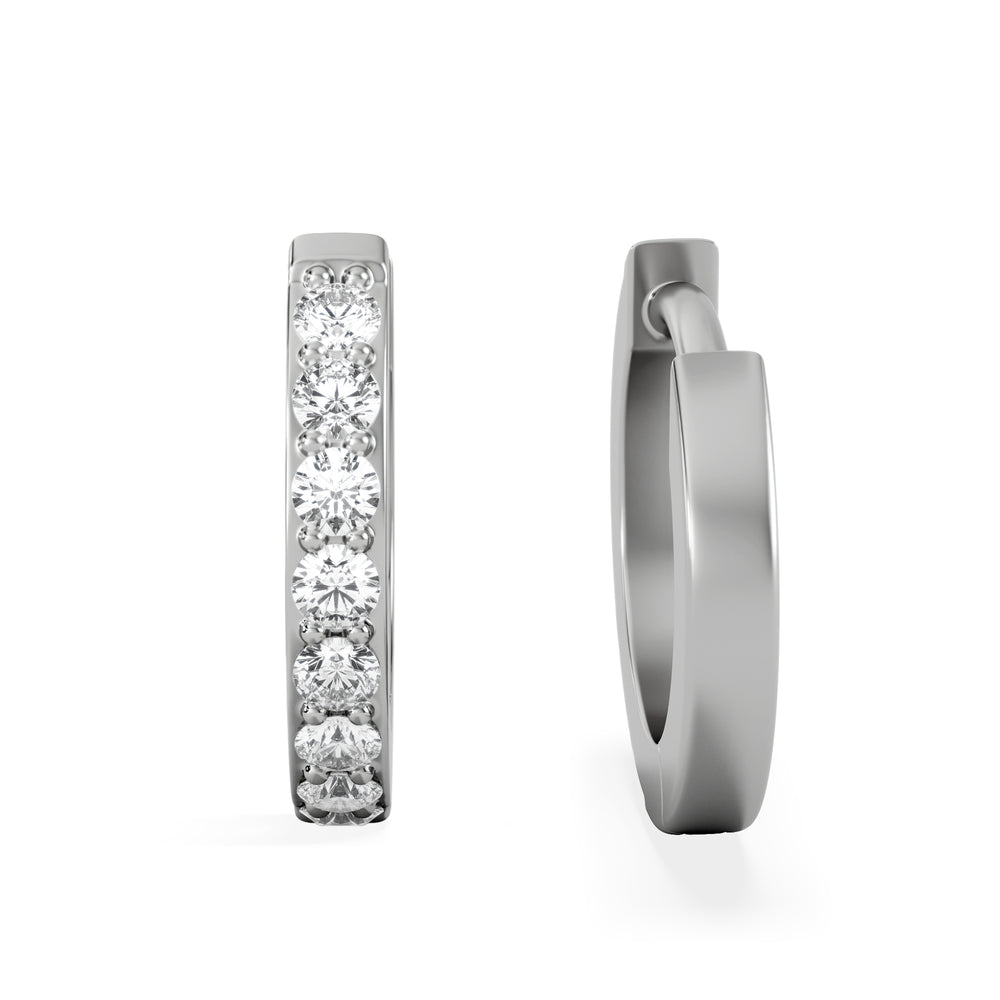 Row Huggie Lab Diamond Earrings 0.18ct in 925 Silver