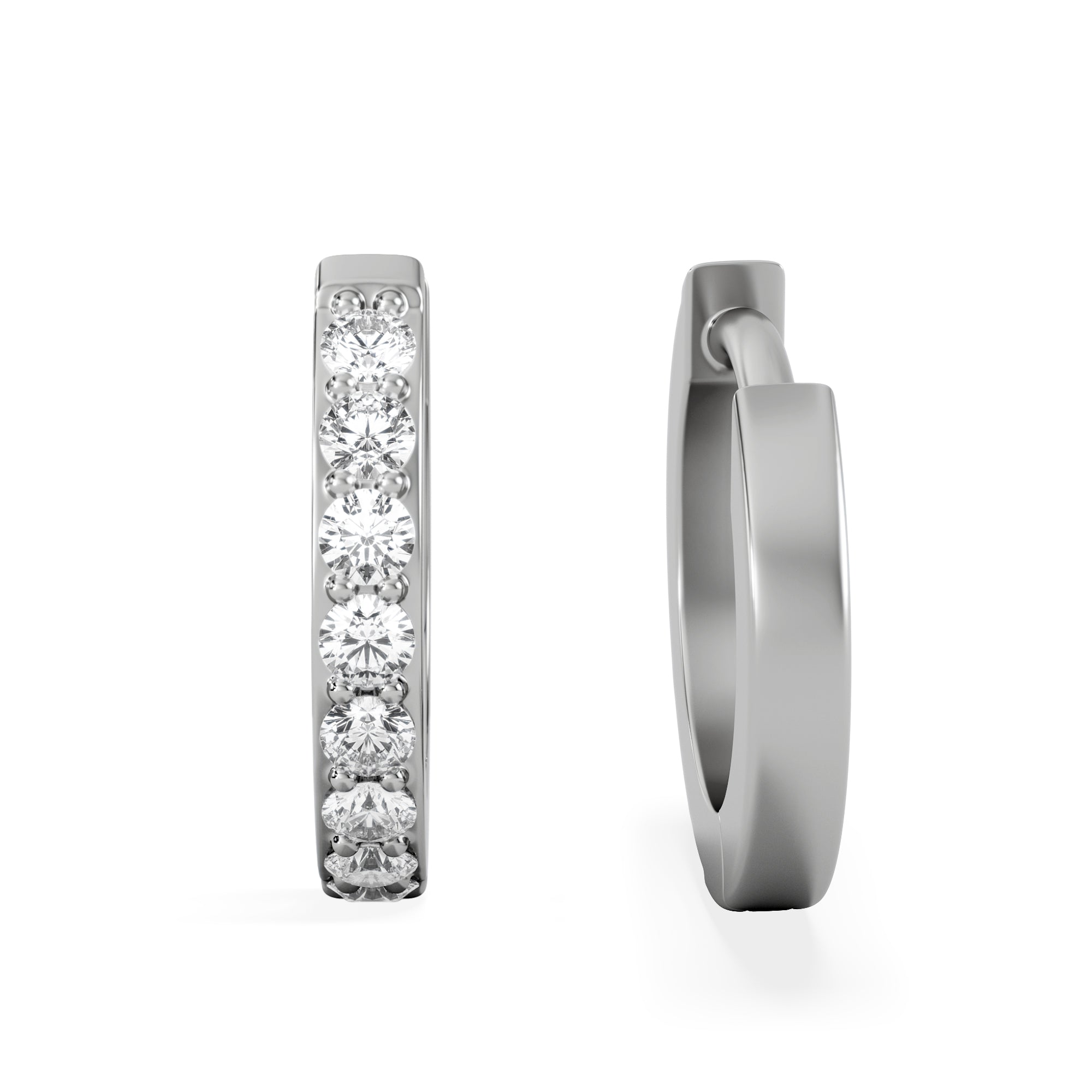 Row Huggie Lab Diamond Earrings 0.18ct in 925 Silver