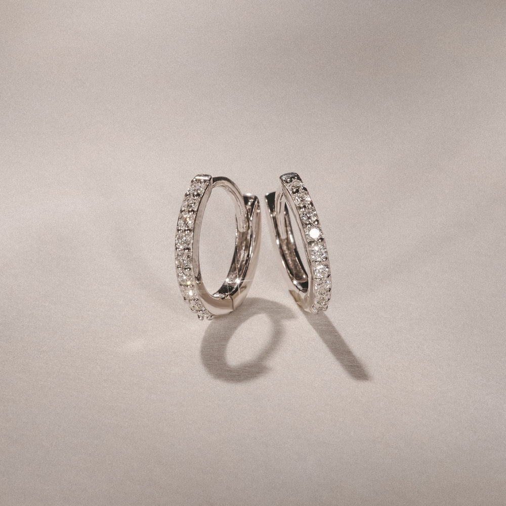 Row Huggie Lab Diamond Earrings 0.18ct in 925 Silver