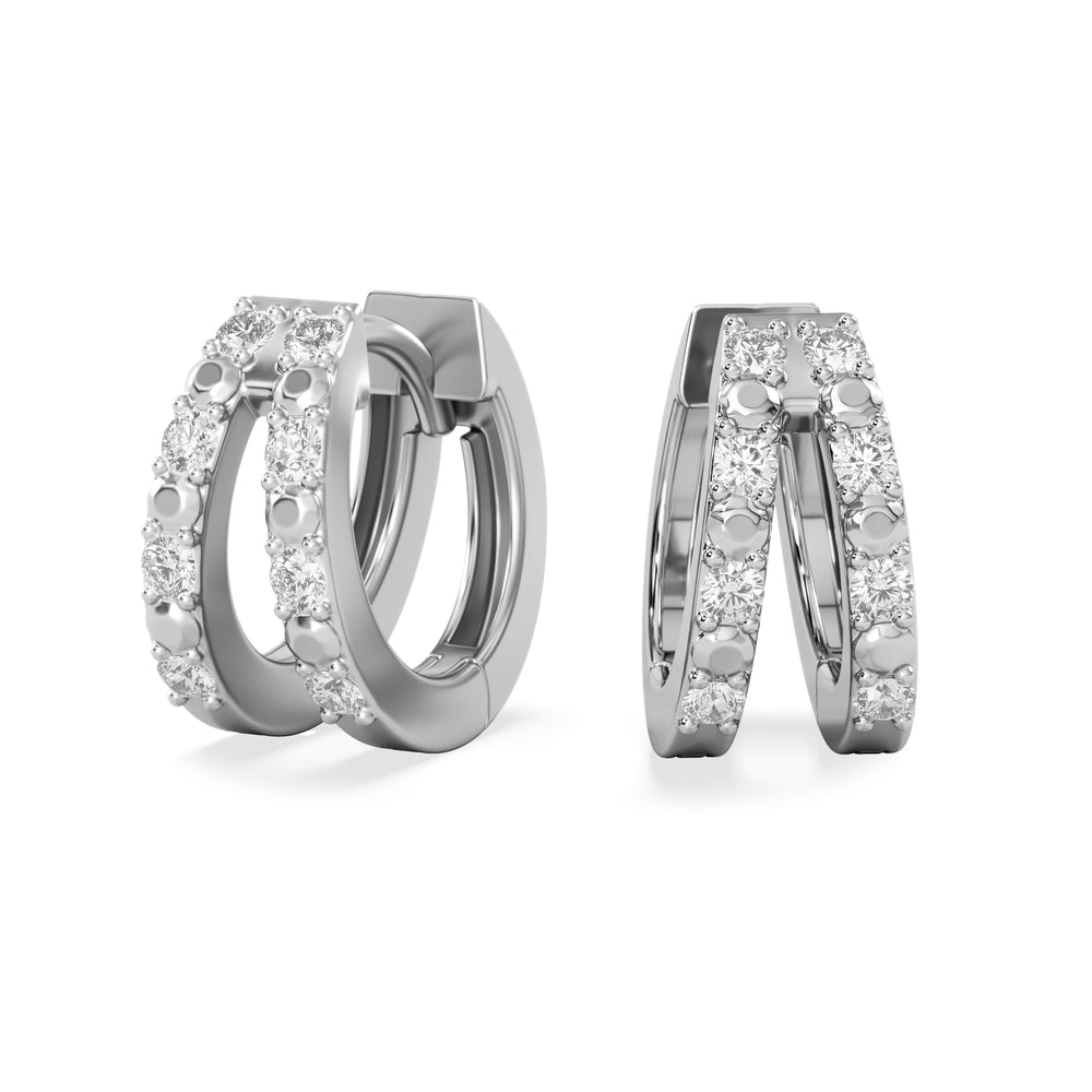 Duo Row Huggie Lab Diamond Earrings 0.22ct in 925 Silver