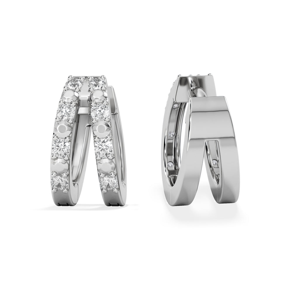 Duo Row Huggie Lab Diamond Earrings 0.22ct in 925 Silver