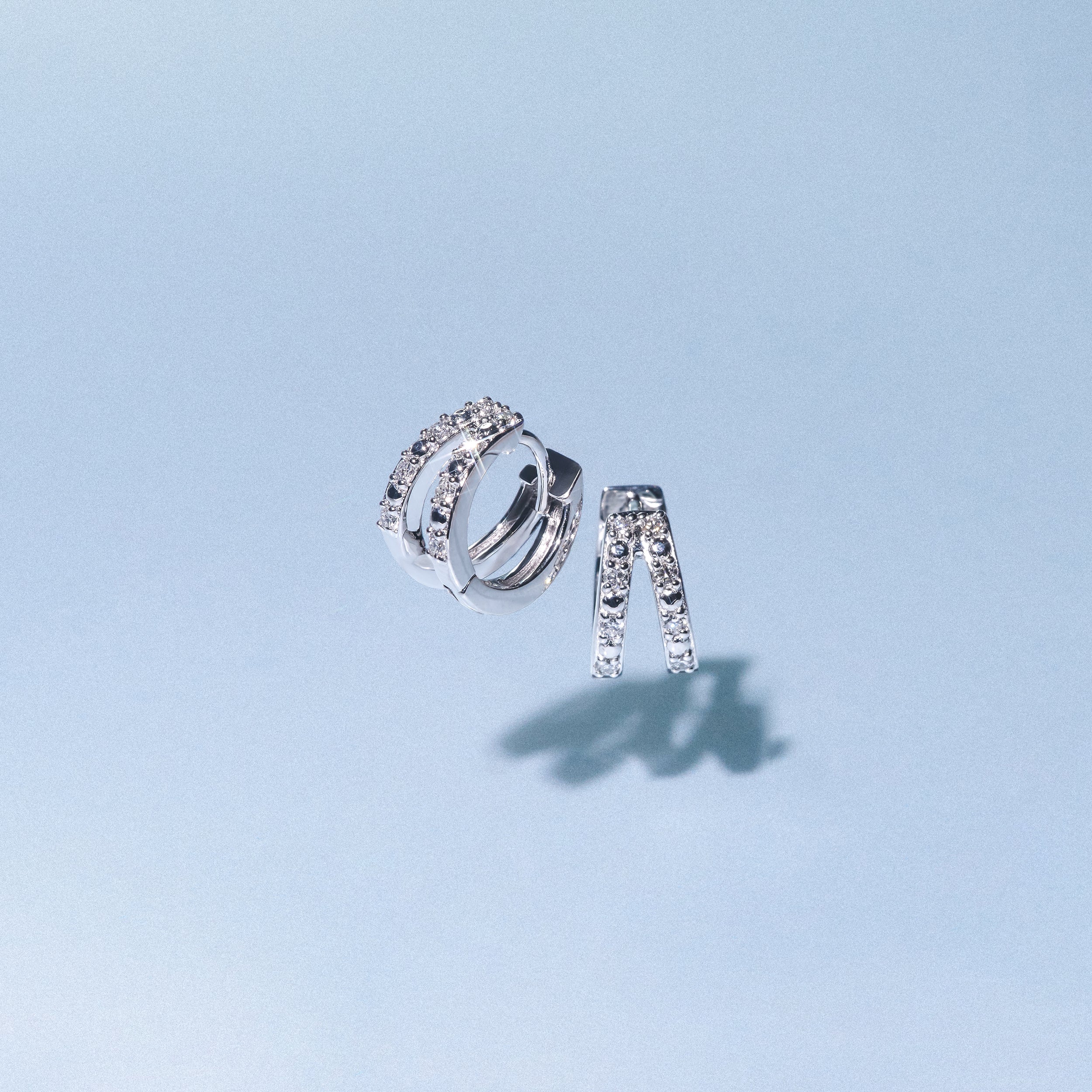 Duo Row Huggie Lab Diamond Earrings 0.22ct in 925 Silver