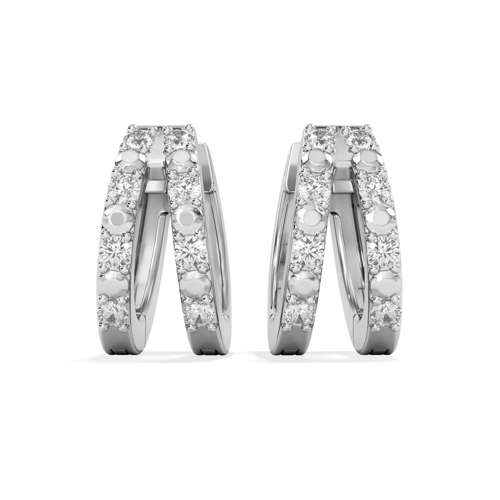 Duo Row Huggie Lab Diamond Earrings 0.22ct in 925 Silver