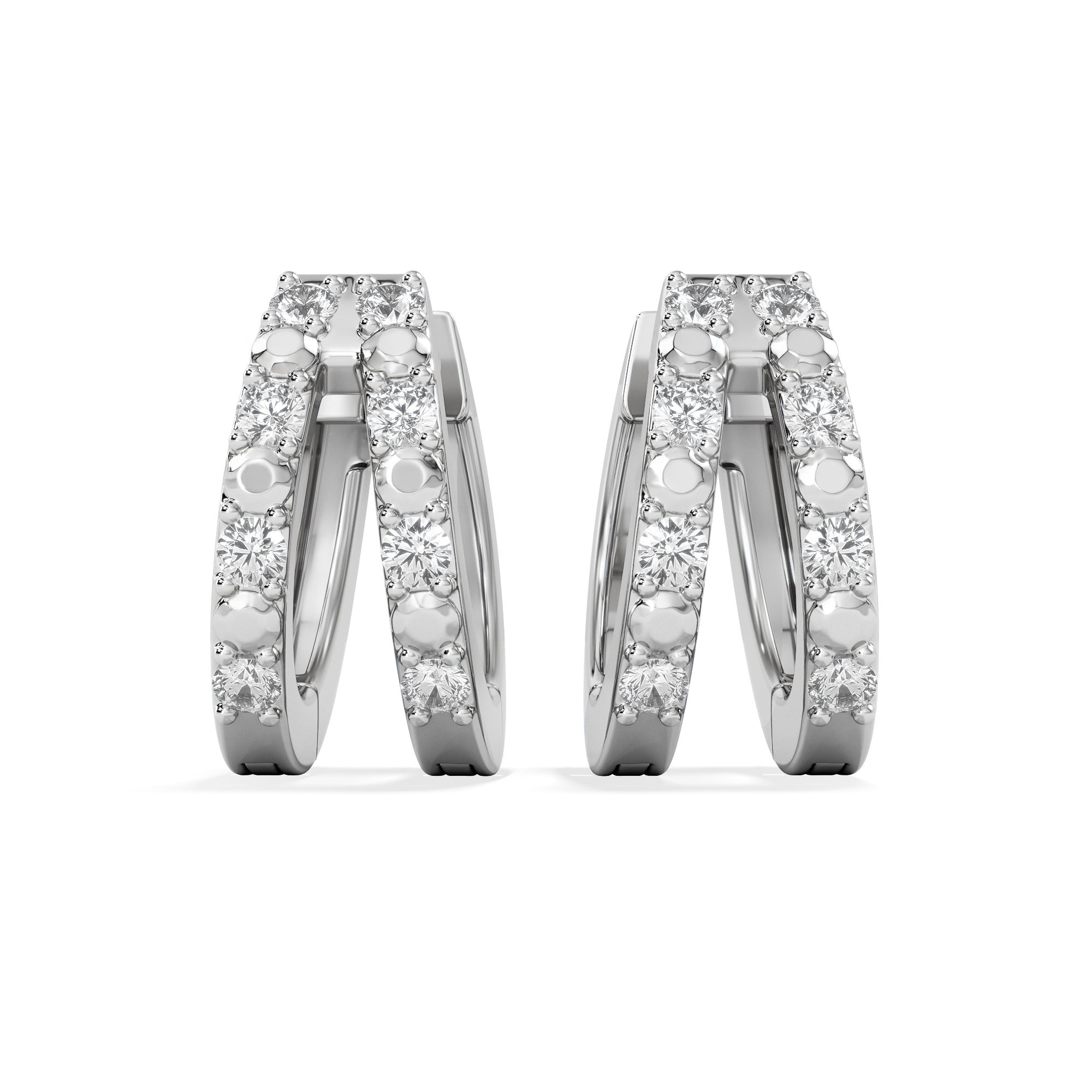 Duo Row Huggie Lab Diamond Earrings 0.22ct in 925 Silver