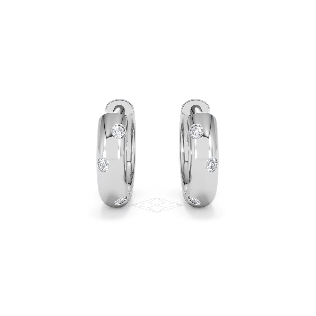 Seamless Lab Diamond Huggie Earrings 0.08ct in 925 Silver