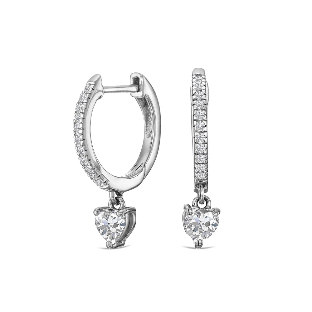 Stellato Heart Drop Huggie Earrings Lab Diamond 1.00ct in 925 SIlver