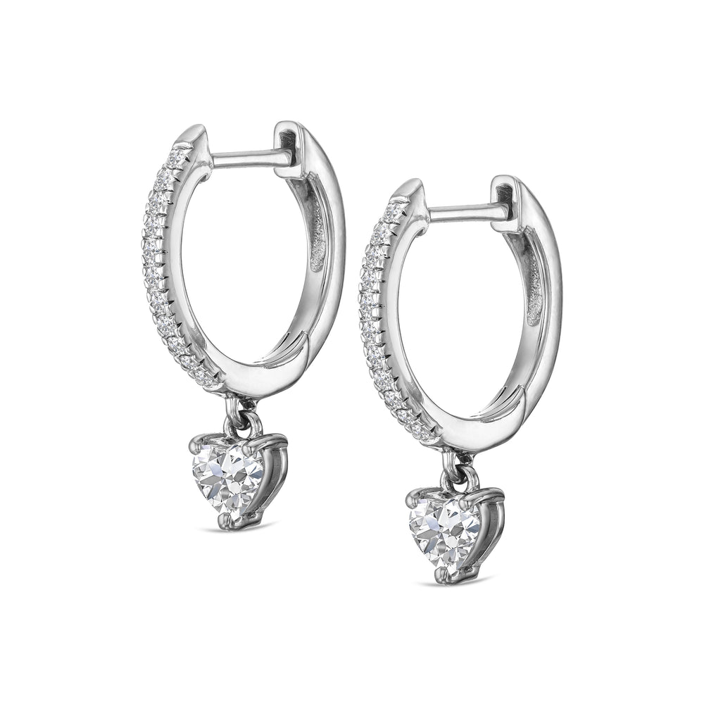 Stellato Heart Drop Huggie Earrings Lab Diamond 1.00ct in 925 SIlver