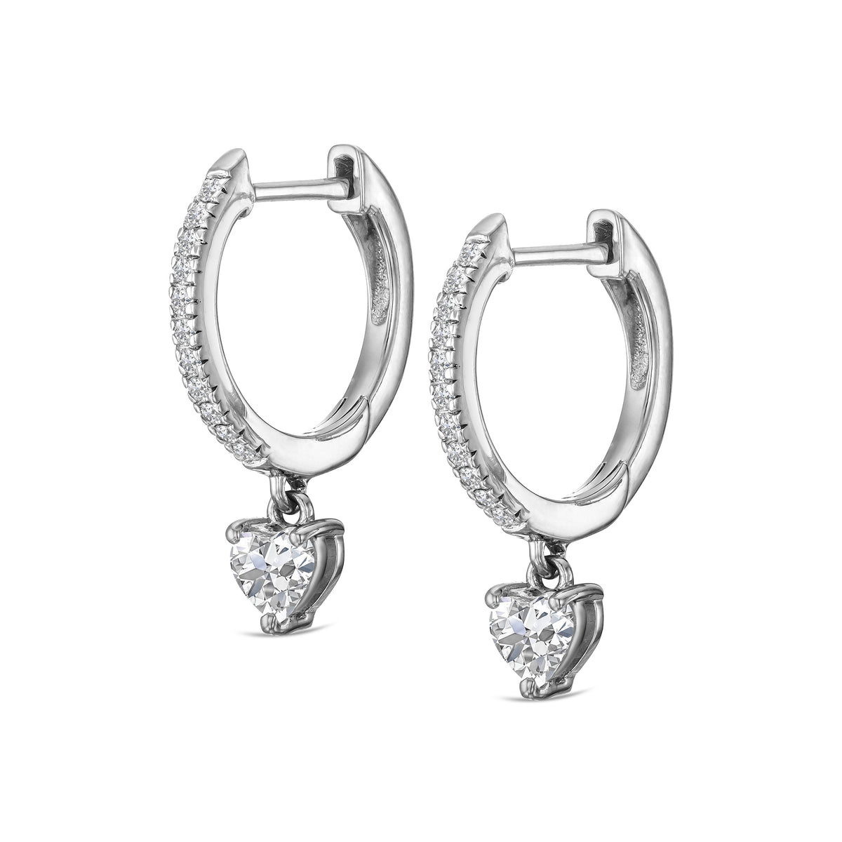 Stellato Heart Drop Huggie Earrings Lab Diamond 1.00ct in 925 SIlver