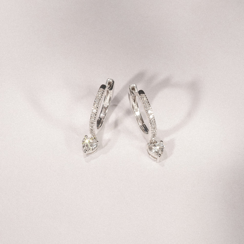 Stellato Heart Drop Huggie Earrings Lab Diamond 1.00ct in 925 SIlver