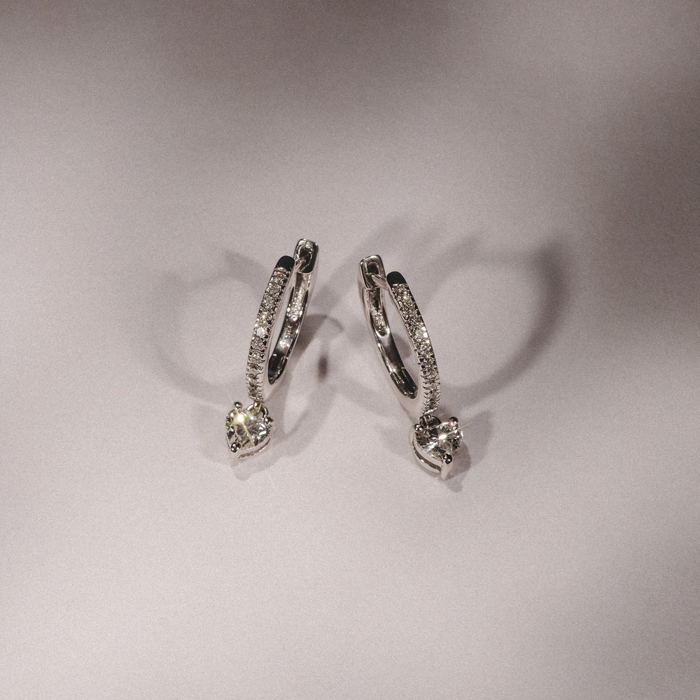 Stellato Heart Drop Huggie Earrings Lab Diamond 1.00ct in 925 SIlver