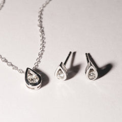 Teardrop Solitaire 0.25ct H/SI Round Cut Lab Grown Necklace in Silver