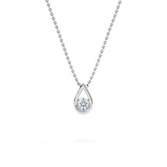 Teardrop Solitaire 0.25ct H/SI Round Cut Lab Grown Necklace in Silver