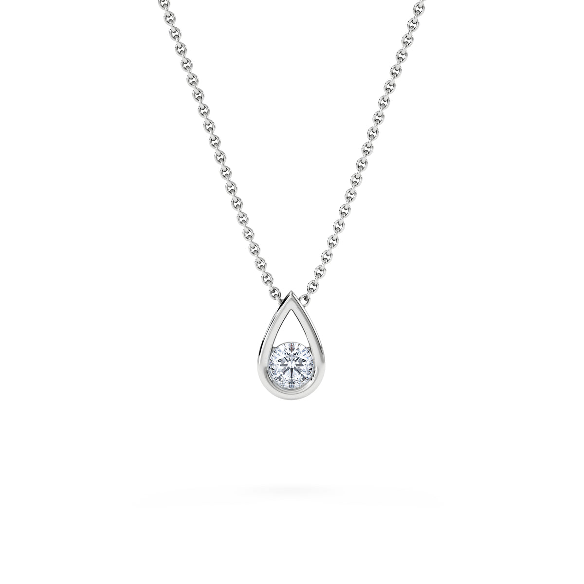 Teardrop Solitaire 0.25ct H/SI Round Cut Lab Grown Necklace in Silver