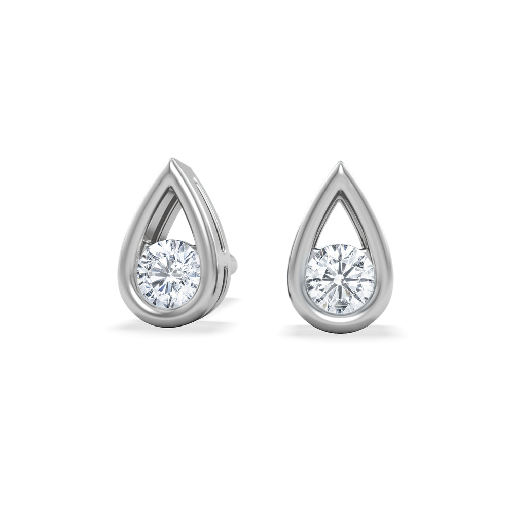 Teardrop 0.21ct Round Cut Lab Grown Stud Earrings in Sterling Silver