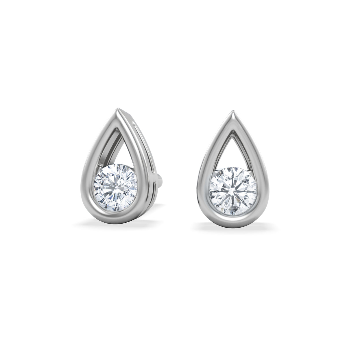 Teardrop 0.21ct Round Cut Lab Grown Stud Earrings in Sterling Silver