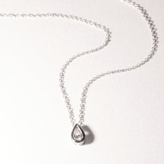 Teardrop Solitaire 0.25ct H/SI Round Cut Lab Grown Necklace in Silver