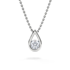 Teardrop Solitaire 0.25ct H/SI Round Cut Lab Grown Necklace in Silver