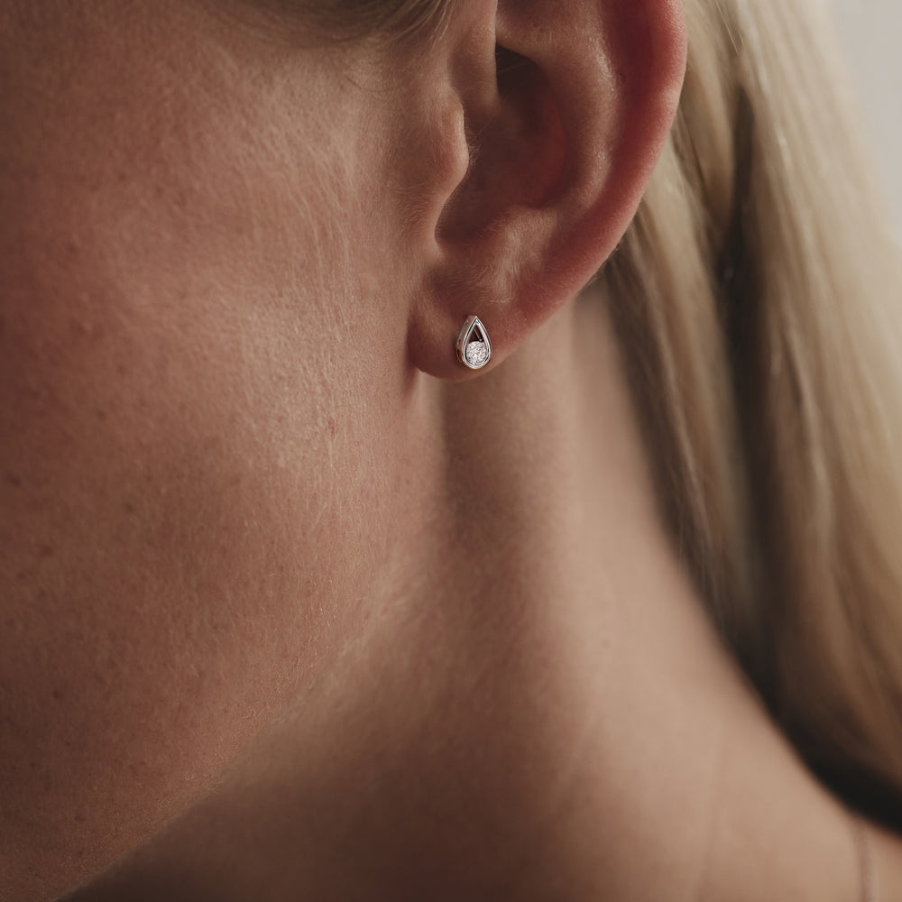 Teardrop 0.21ct Round Cut Lab Grown Stud Earrings in Sterling Silver