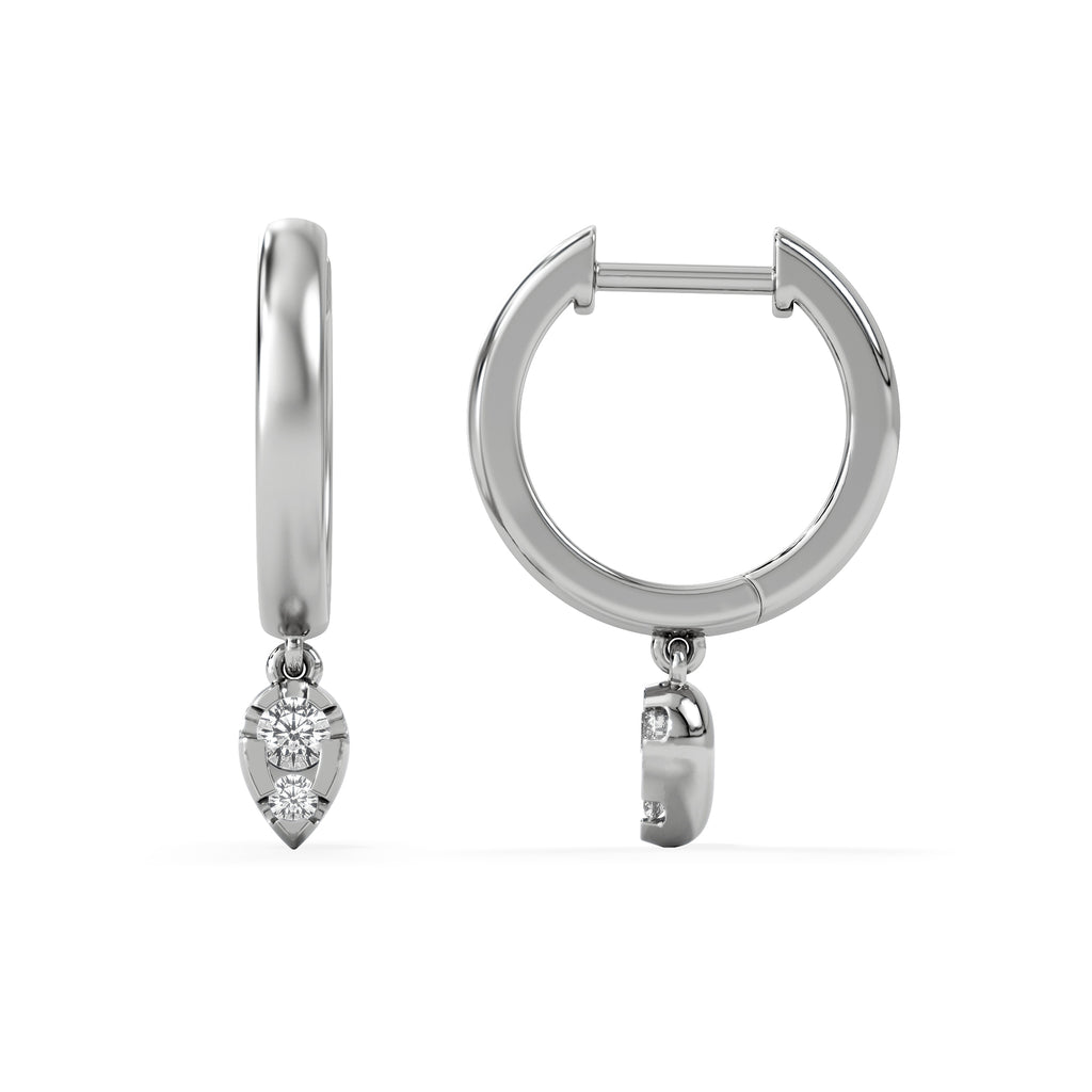 Lab Diamond 0.15ct Marquise Drop Huggies in 925 Silver