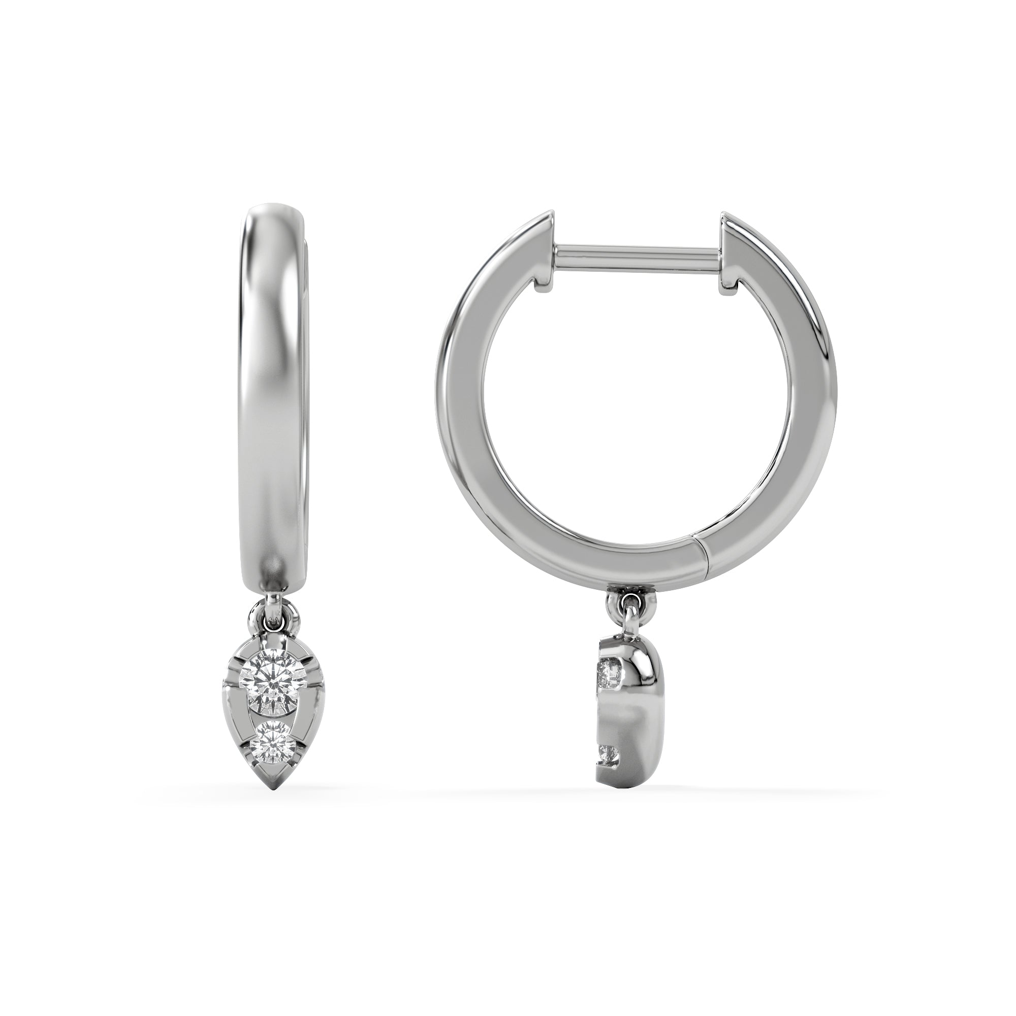 Lab Diamond 0.15ct Marquise Drop Huggies in 925 Silver