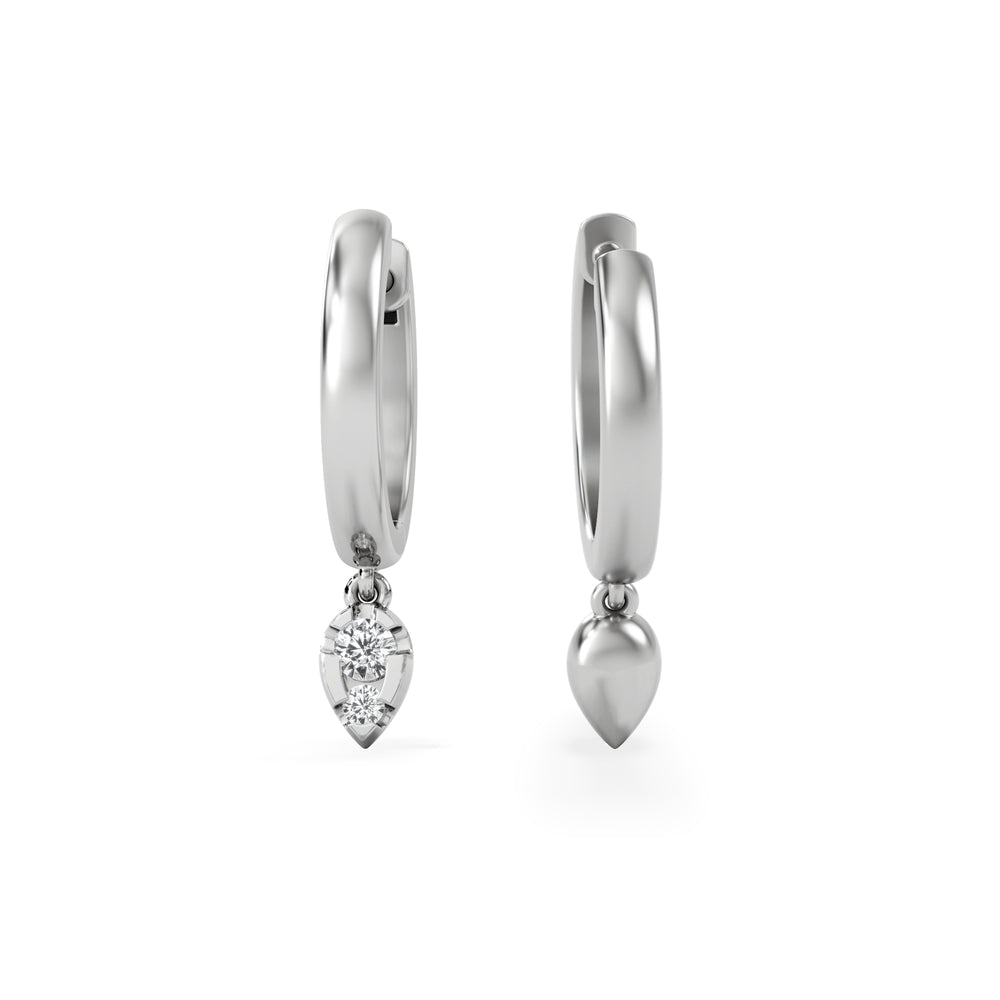 Lab Diamond 0.15ct Marquise Drop Huggies in 925 Silver