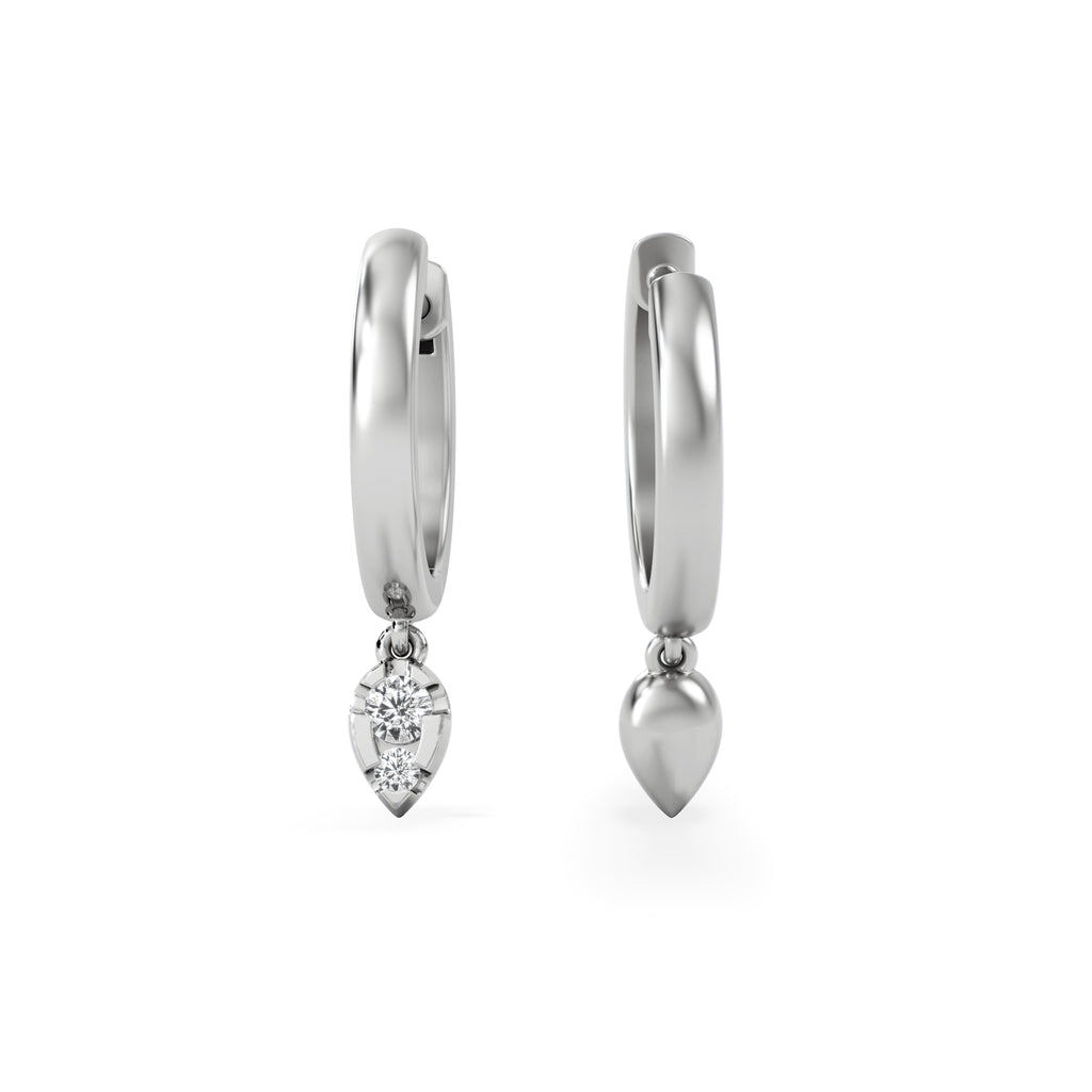 Lab Diamond 0.15ct Marquise Drop Huggies in 925 Silver