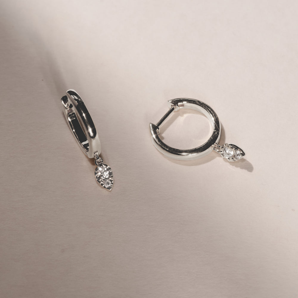 Lab Diamond 0.15ct Marquise Drop Huggies in 925 Silver