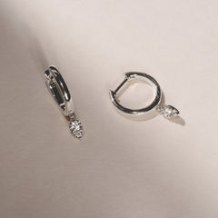 Lab Diamond 0.15ct Marquise Drop Huggies in 925 Silver