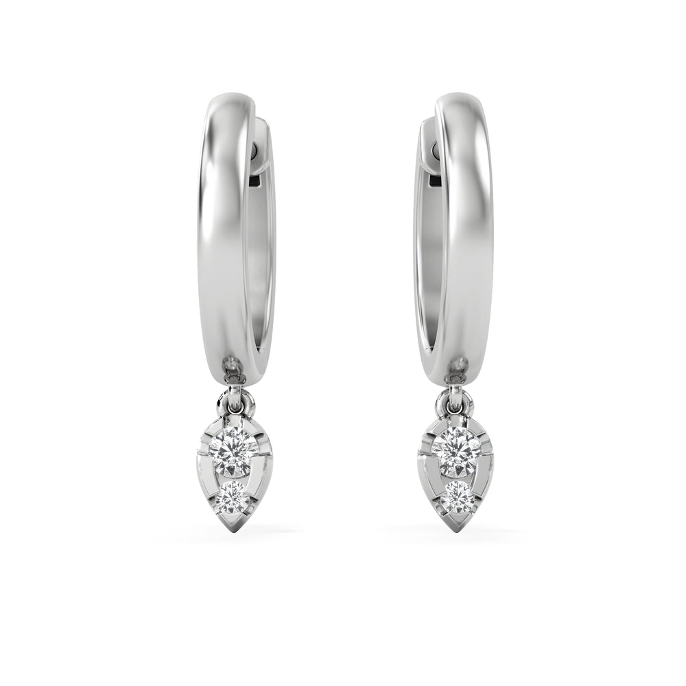 Lab Diamond 0.15ct Marquise Drop Huggies in 925 Silver
