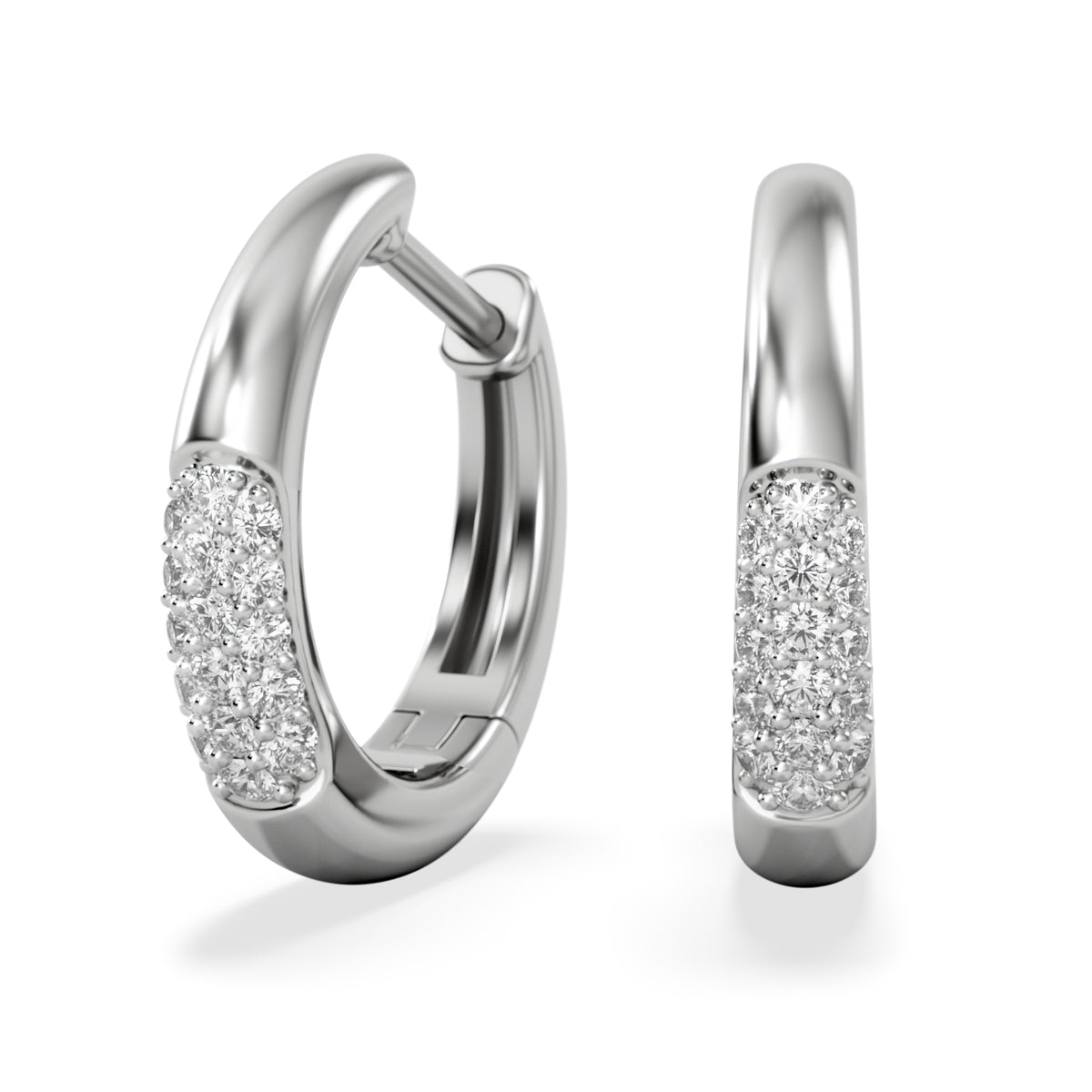Short Micro Pavé Huggies Lab Diamond Earrings 0.25ct in 925 Silver
