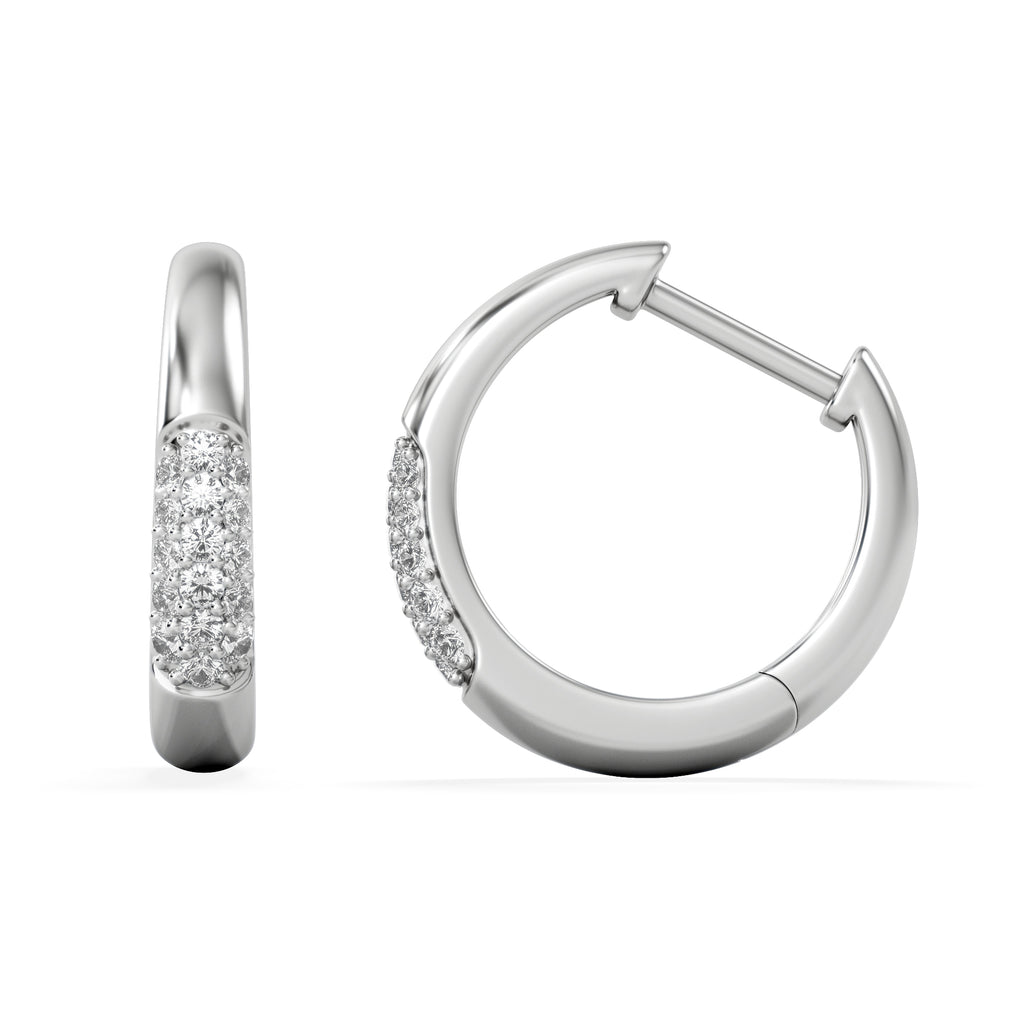 Short Micro Pavé Huggies Lab Diamond Earrings 0.25ct in 925 Silver
