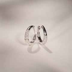Short Micro Pavé Huggies Lab Diamond Earrings 0.25ct in 925 Silver