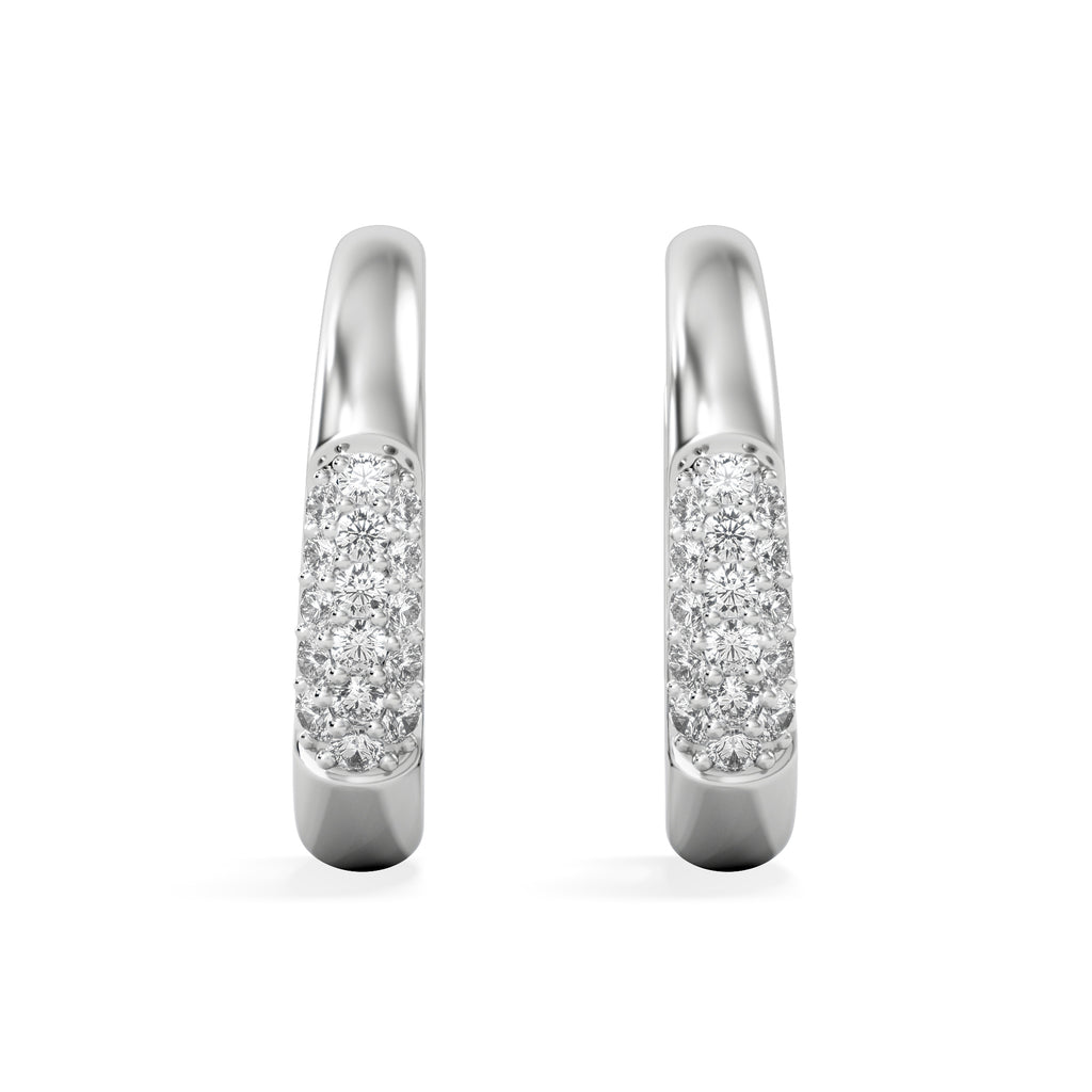 Short Micro Pavé Huggies Lab Diamond Earrings 0.25ct in 925 Silver